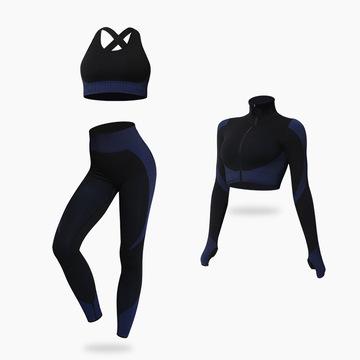 China Breathable XXL-XXXXL Plus Size Yoga Sets Butt Lifter Sportswear 3 Piece Crop Top Sports Bra Gaiters Women Workout Tracksuit for sale