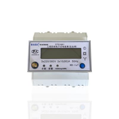 China NB-lot electricity sub prepaid meters prepaid din rail electric meter DTS1661-N-K three phase (4P) for sale