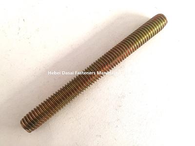 China Yellow Zinc Finish Double Ended Threaded Bolt 13mm Length And 8.8 Grade for sale