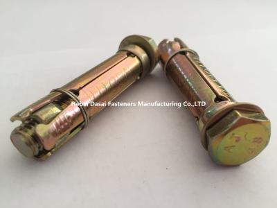 China DIN Standard Expandable Anchor Bolts Yellow Zinc Finish With 65mm Length for sale