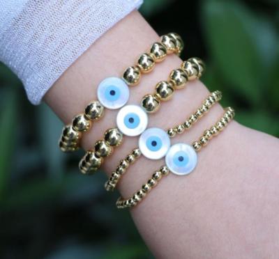 China FASHIONABLE new high quality copper bead eye shell bracelet factory direct sales demon eye eye bracelet eye bracelet for sale