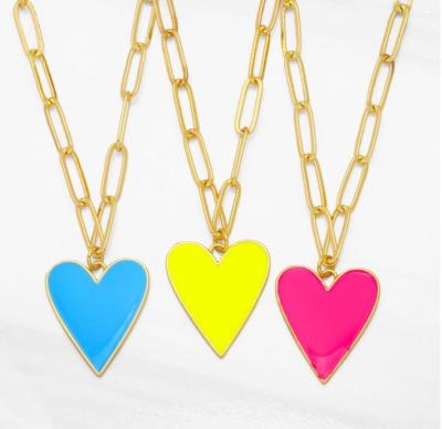 China New Fashion TRENDY Heart Shaped Multicolor Factory High Quality Factory Necklace Oil Heart Wholesale Necklace for sale