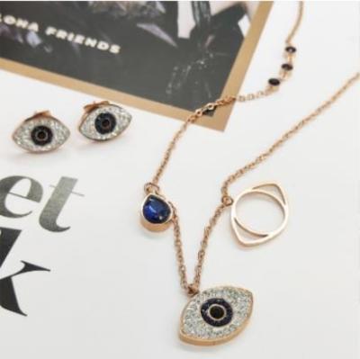 China Other high quality stainless steel devil eye necklace earring jewelry set new hot sale blue eye necklace for sale