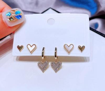 China New 925 needle cute heart-shaped silver earrings set new fashion factory outlet high quality earrings six piece sets for sale