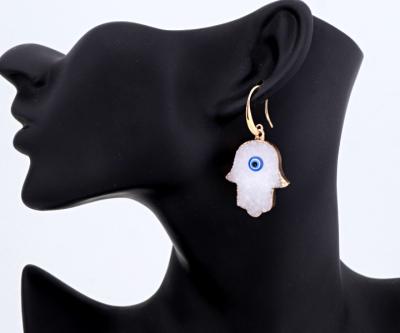 China TRENDY Wholesale High Quality Fashion Hand Retro Fatima Palm Earrings Personality Demon Eye Resin Earrings Hook Ear Resin Earrings for sale