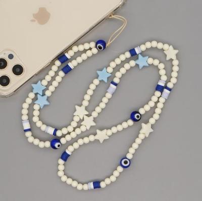 China White 6mm White Acrylic Five-pointed Chain Beads Round Eye Glass Star Beads Pendant Environmentally Friendly Mobile Phone Wholesale for sale