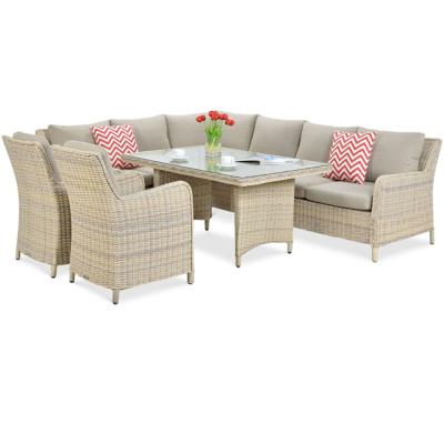 China Modern Garden Outdoor Furniture Set Poly Rattan Sofa And Table Set Dinner Sofa Set Patio Funiture for sale