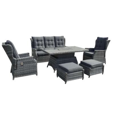 China Modern Wholesale LuxuryAluminum Patio Furniture Adjustable Garden Sofa Wicker Rattan Furniture Sofa Sets for sale