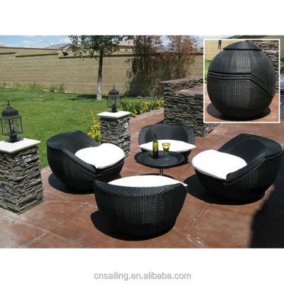 China Modern Patio Furniture Rattan All Weather Furniture Wicker Ball Outdoor Sofa for sale