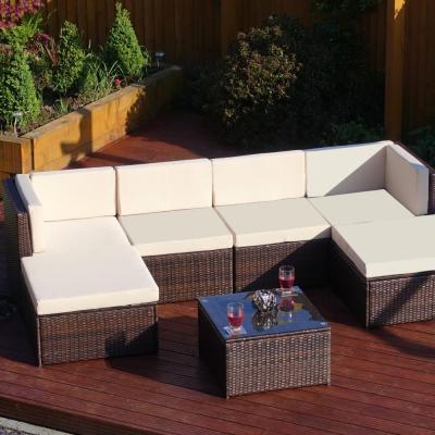 China Modern Outdoor Patio Furniture Corner Sofa Set L Shape Rattan Furniture Set Rattan Sofa Set Garden Furniture for sale