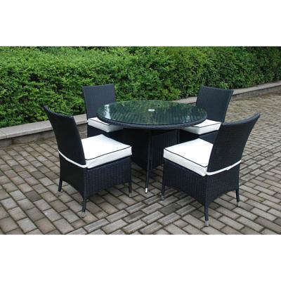 China 5 PCS Factory Price Modern Wicker Garden Furniture Outdoor Rattan Dining Set With Round Tables And Chairs for sale