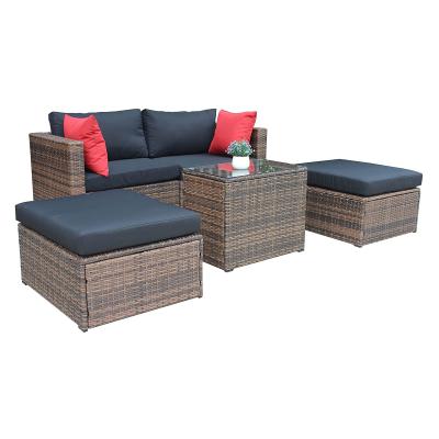 China New Design Modern Rattan Sun Sofas Rattan Sofa Set Outdoor Garden Furniture for sale