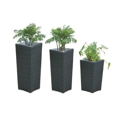 China New design rattan garden pot wicker good prices sets outdoor rattan pot wicker flower pot for sale