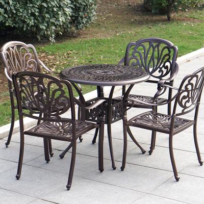 China Lotus Design Modern Outdoor Patio Furniture 5Pcs Cast Aluminum Bistro Set for sale