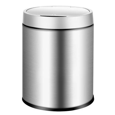 China Sustainable Stainless Steel Trash Can Kitchen Living Room With Cover Around Sensor Bin Smart Household for sale