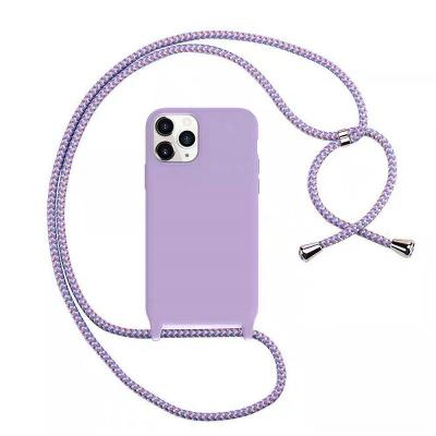 China Multi Color 1.8mm Matte Soft Shockproof TPU Cell Phone Case With Strap Cross - Body Lanyard Back Cover For iPhone 14 13 pro 12 11pro max for sale