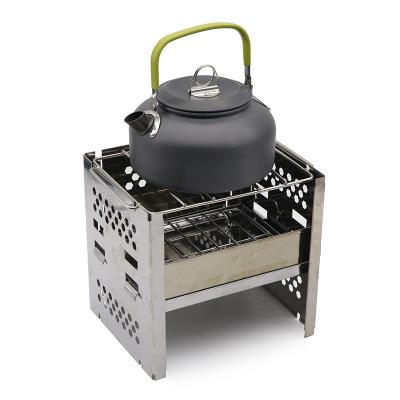 China Home.outdoor Outdoor Portable Folding Windshield Firewood Folding BBQ Grill Mobile Camping Stove for sale