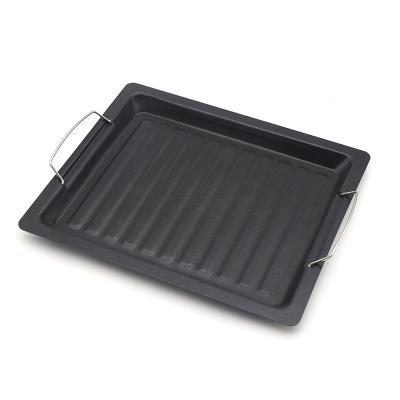 China Nonstick Outdoor Double Side Reversible Cast Iron BBQ Griddle Grill Pan BBQ Grill Pan for sale