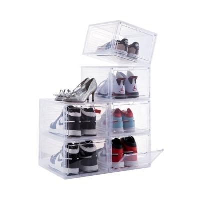 China Front Open Clear Shoes Box Viable With Logo Custom Shoe Box Organizer Foldable Type Transparent, Shoe Storage Box, Magnetic Shoe Box for sale