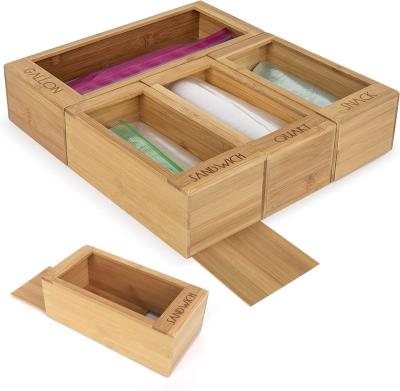 China Viable Wooden Organizer Container Organizer, Bamboo Zipper Lock Bag Drawer Organizer Bamboo for sale