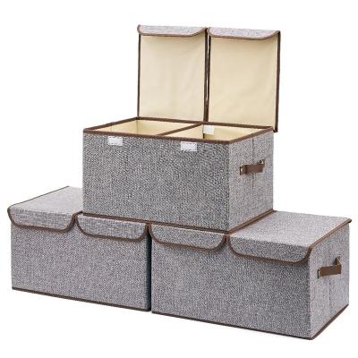 China Foldable Large Bathroom Canvas Fabric Storage Cubes Barrel Containers With Lid And Handles For Nursery for sale