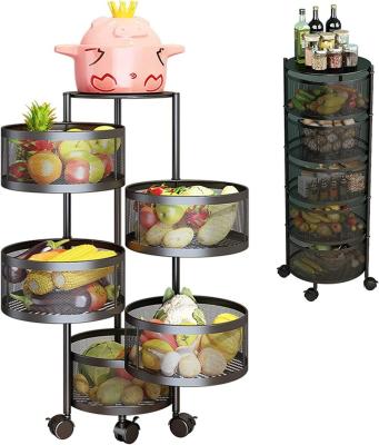 China Modern Household Storage Movable Rack For Kitchen Living Room Toilet Around Turn Multi-layer Kitchen Storage Shelf for sale