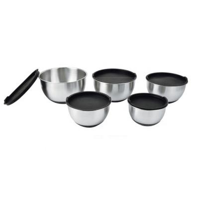 China Fresh Preservation Metal Mixing Bowls Factory Direct Food Grade Stainless Steel Deep Mixing Bowls Polished Salad Bowl Set for sale