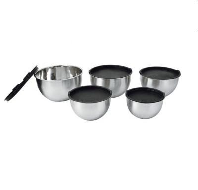 China Fresh Preservation Metal Mixing Bowls Factory Direct Food Grade Stainless Steel Deep Mixing Bowls Polished Salad Bowl Set for sale