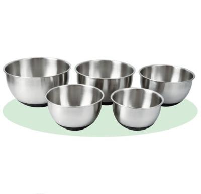 China Fresh Preservation Metal Mixing Bowls Factory Direct Food Grade Stainless Steel Deep Mixing Bowls Polished Salad Bowl Set for sale