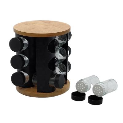 China Rotating Wholesale 12 Pieces Jars Rotating Spice Rack Kitchen Metal Spice Rack Organizer for sale