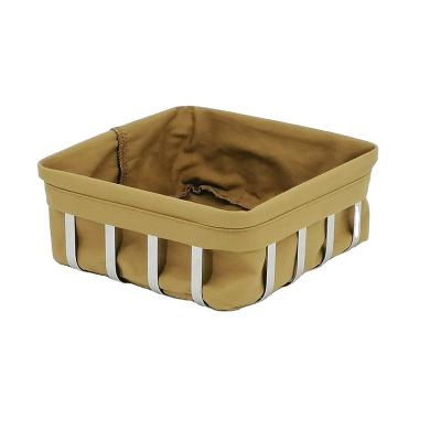 China Freshness Preservation Fashion Fruit Bread Serving Basket with Stainless Steel Frame, Linen Fabric for sale