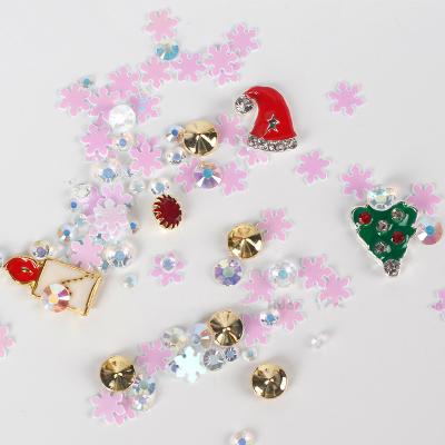 China Nail Art Manicure Decoration 8 New Style 3D Snow Rivet Sequins Christmas Alloy Nail Decals for sale