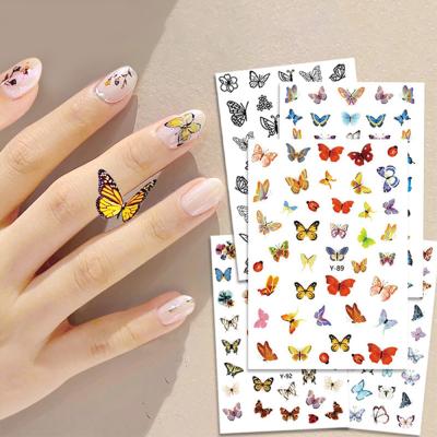 China Easy Apply INS Hot Sale Fashion Butterfly Nail Glue Sticker Nail Art Sticker for sale