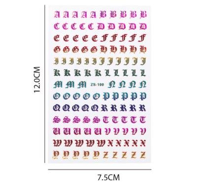 China Easy Apply 2020 Fashion Letter Nail Sticker 3D Colorful Nail Art Sticker For Nail Decoration for sale