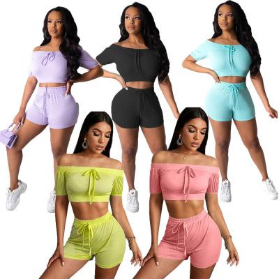 China Anti-pilling 2021 summer new women's suits solid color motorcycle strapless top sweatshirt joggling suit for female for sale