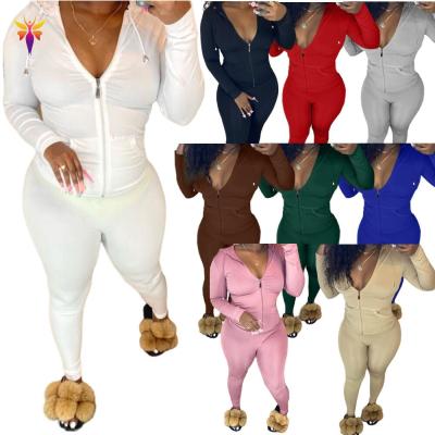 China 2021 two-piece winter fall women's clothing drawstring hoodie zipper sweatsuit women tracksuit set crac! crack! QUICK DRY butt joggers for sale