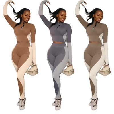 China 2021 Customs Anti-pilling Stretch Fitness And Yoga Wear Suit Women Sporty Activewear Leggings Two Piece Set for sale