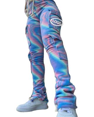 China 2021 Autumn Tie Dye Print Stretch Sweatpants Wholesale Women's Thick Stacked Joggers Bottom Pants QUICK DRY Women With Side Pockets for sale