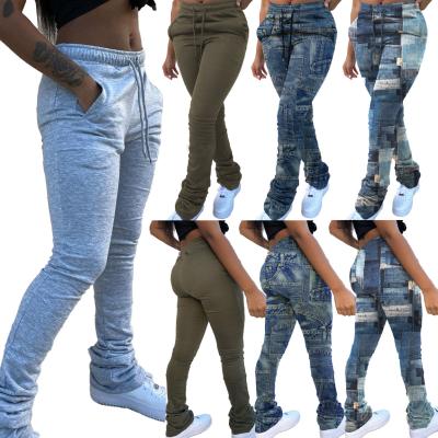 China QUICK DRY Trending Products 2021 New Arrivals Casual Stacked Side Pockets Joggers Pants Women Sweatpants for sale