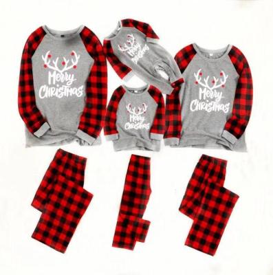 China Christmas Viable Christmas Pj Pajamas Kids Christmas Pajamas Antler Tops Pajamas And Plaid Pants Family Matching Pajamas For Family for sale