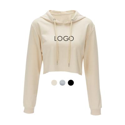 China 2021 Wholesale Custom Women QUICK DRY Logo Printing Cotton Short Sweatshirts Crop Top Hoodie for sale