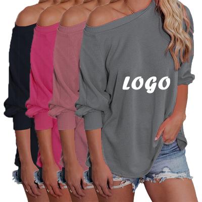 China Breathable Custom Logo 2021 New Design Women Tops Trendy Casual Ladies Printed Long Sleeve T-Shirts for sale