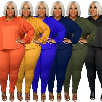 China 2021 solid color pure fashion stretch autumn color sports tracksuits and hoodie viable custom made casual sets plus size women clothing two piece set for sale