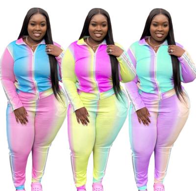 China 2021 Autumn Viable Hot Selling Colorful Clothing Women Two Piece Plus Size Set Track Outfits for sale