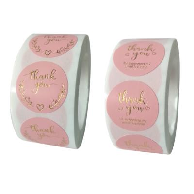 China Business Sticker HOYO 500 Pcs / Roll Thank You Sticker Roll, 1 inch, Round Gold Foil in White Shopping Stickers Decor Labels for sale