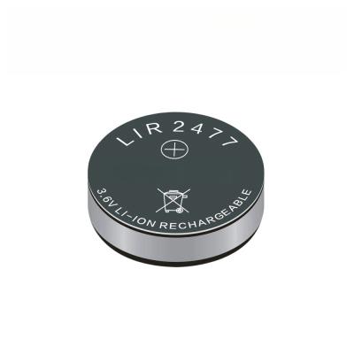 China 3.6V 200mAh button type LIR2477lithium cobalt oxide battery Licoo2 gastroscope capsule rechargeable battery/coin lithium battery for sale