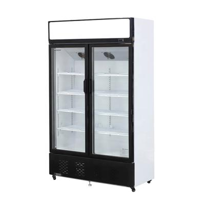 China Single-temperature Glass Cooler 2 Door Glass Drinks Cooler Display Door Large Capacity Glass Cooler Refrigerator for sale