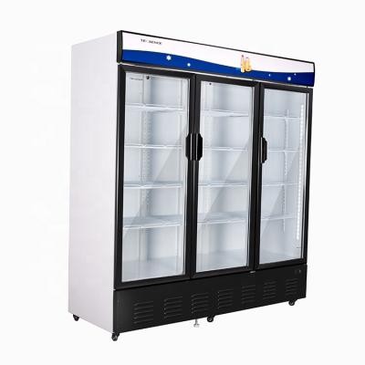 China Single-Temperature Straight Large Capacity 3 Glass Doors Cooler Beverag Cooler Glass Door With LED for sale