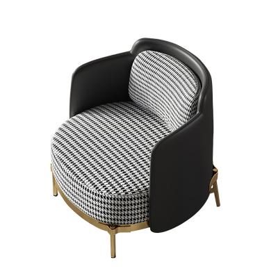 China Nordic Style Stainless Steel Gold Stretch Velvet Simple Sofa Chair For Leisure Cafe Hotel Dining Armchair for sale