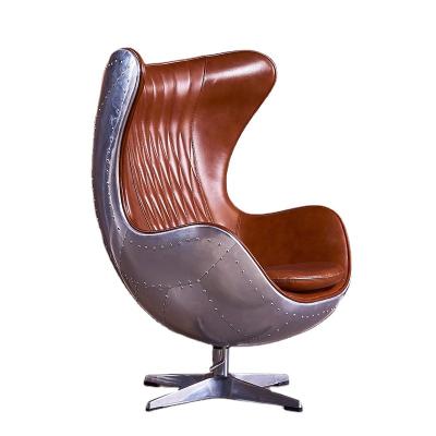 China Vintage Modular French Fiberglass Style Metal Living Room Furniture Aviator Home Chair Leisure Genuine Leather Armchair for sale